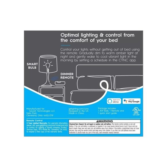 Cync by GE Bedroom LED Light Bulb & Remote Control Kit - Picture 2 of 8